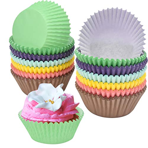 NATUCE 300PCS Papel Cupcakes, Muffin Papel Magdalenas, Capsulas para Magdalenas, Cápsulas Magdalenas en Papél, Papel para Magdalenas, Rainbow Papel para Magdalenas Muffins para Bodas, Cumpleaños