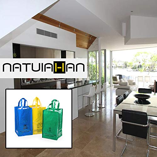 Natuiahan 3 Bolsas de Reciclaje Duraderas Robustas, Prácticas y Fáciles de Limpiar y Transportar. Incluye un Bolígrafo de Papel Kraft.