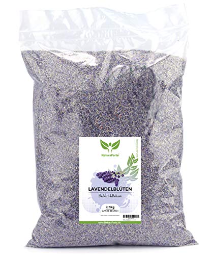 NaturaForte Flores de lavanda 1kg Lavanda sin aditivos - Azul, Fragancia intensa, Flores de lavanda secas para almohadas perfumadas, Bolsas perfumadas, Bolsas de lavanda, Fragancia de popurrí