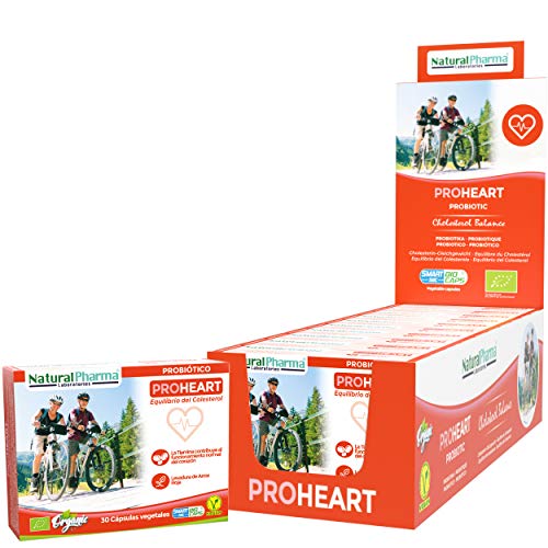 NaturalPharma Probiótico ProHeart Pack x10. Control del Colesterol. Certificación Ecológica. Levadura de Arroz Roja + Vitamina B1. Cápsulas Smart BioCaps®. Sin Gluten, Sin Lactosa, Vegano.