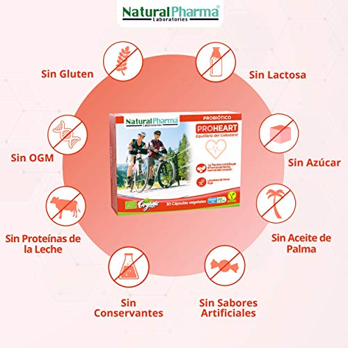 NaturalPharma Probiótico ProHeart Pack x10. Control del Colesterol. Certificación Ecológica. Levadura de Arroz Roja + Vitamina B1. Cápsulas Smart BioCaps®. Sin Gluten, Sin Lactosa, Vegano.