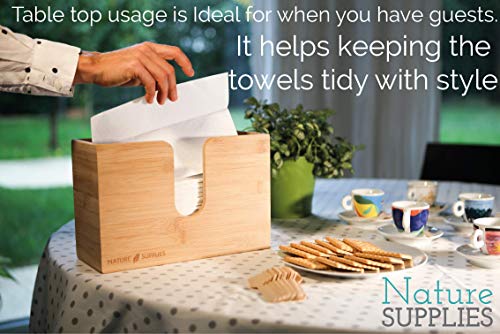 Nature Supplies Dispensador de Toallas de Madera de Bambú para Pared o Mesa - Para Papel Secamanos Zig Zag Plegadas en C, en Z e Intercaladas