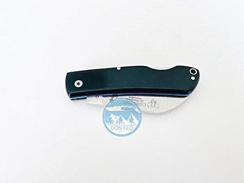 Navaja Cudeman La Marinera 386-M con Hoja de Acero Böhler N690-Co de 7 cm y empuñadura de micarta Negra con Separador Azul de 9,5 cm para Caza, Pesca, Supervivencia y bushcraft + Portabotellas Regalo