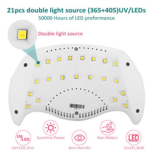 NAVANINO Lámpara Secadora de Uñas LED/UV para Esmalte de Uñas de Gel, Curado Luz en 3 modos para tiempo, Modo de calor bajo 99s y Pantalla LCD. Para Manicura/Pedicura Nail Art en el Hogar ect (40W)