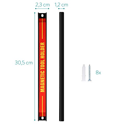 Navaris 4x tiras magnéticas para herramientas - Soporte magnético de cuchillos 30.5x2.3CM - Set bandas imantadas para cocina garaje jardín y taller
