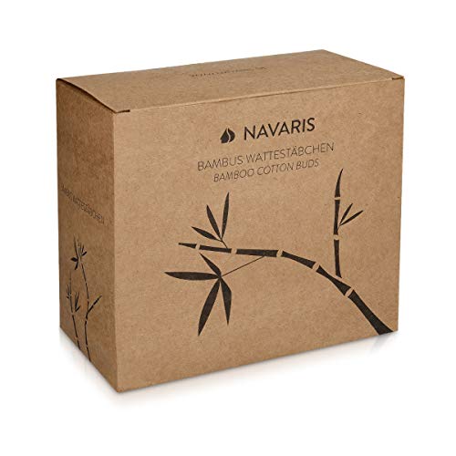 Navaris Bastoncillos para los oídos de bambú y algodón - 800 Palillos de orejas 100% reciclables biodegradables y ecológicos - 4 cajas de 200 uds.