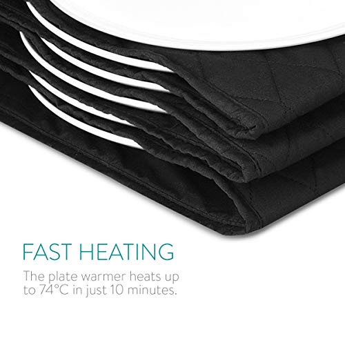 Navaris Calentador de platos eléctrico - Calientaplatos para mantener 10x plato de Ø 32 CM caliente - Bandeja calienta plato de 34 x 30 x 3 CM negro