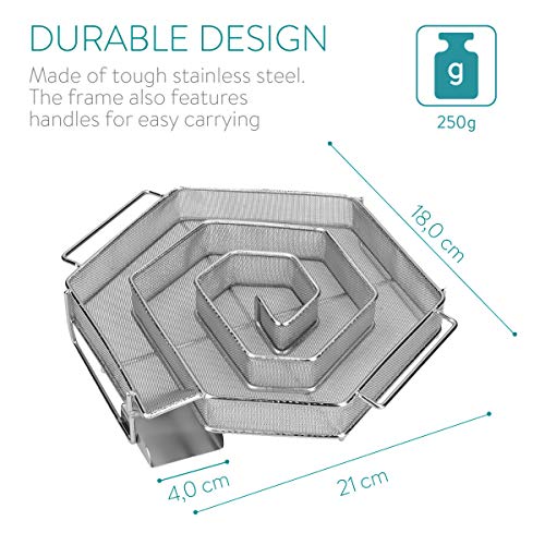 Navaris Generador de Humo frío con Forma de Espiral - Ahumador de Acero Inoxidable para ahumar en Barbacoa o Armario de Humo - para Carne Pescado Queso