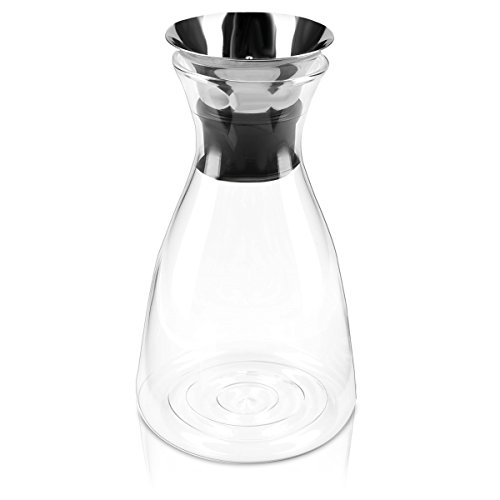 Navaris Jarra de cristal de 1L para agua - Botella de vidrio con tapa - Jarra de borosilicato - Garrafa para agua té zumo