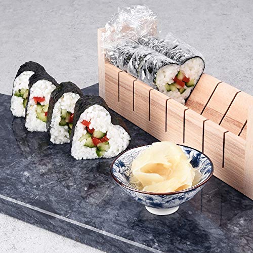 Navaris Kit para Hacer Sushi en casa - Set de 8 moldes y Utensilios de Madera para Preparar Sushi japonés en tu Propia Cocina - para Principiantes