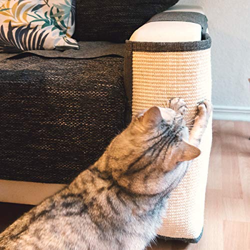 Navaris Rascador para Gatos - Protector para Esquina de sofá o sillón - Afilador de uñas de sisal para Mascotas - para el Lado Izquierdo en marrón