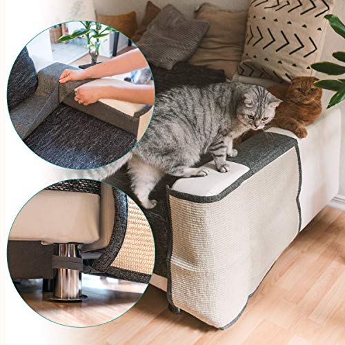 Navaris Rascador para Gatos - Protector para Esquina de sofá o sillón - Afilador de uñas de sisal para Mascotas - para el Lado Izquierdo en marrón