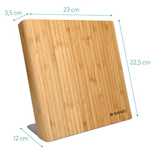 Navaris Soporte magnético para cuchillos - Bloque magnético de bambú para utensilios de cocina - Base magnética de madera para cuchillo de damasco