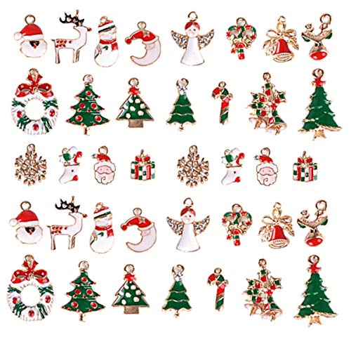 Navidad Colgantes, INTVN Christmas Pendant Charms Aleación Navidad Adornos Encantos accesorios de artesanía para DIY collar pulsera joyería de Navidad, 38 piezas