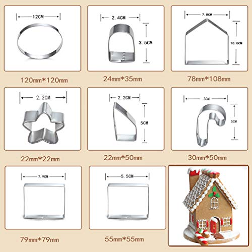 Navidad Cortador de Galletas Moldes para Galletas de Acero Inoxidable - Molde para cortar Galletas para Pastel Decorar/Artesanía de Tartas/Cookie - Forma de casa de pan de Jengibre #1