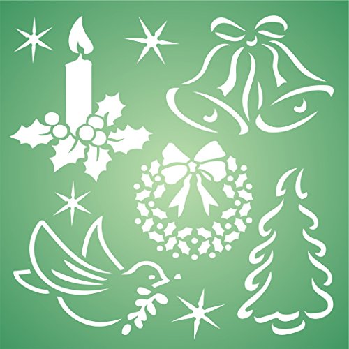 Navidad decoración Stencil reutilizable plantillas para pintura – mejor calidad álbumes de recortes Ideas de Navidad – uso en paredes, suelos, tejidos, cristal, madera, carteles, y más... S