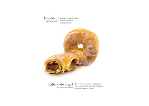 Nazaré Hojaldrería - Rosquillas de Hojaldre de Mantequilla Rellenas de Cabello de Ángel - Amelias de Cabello de Ángel - 6 Unidades, 425 gr