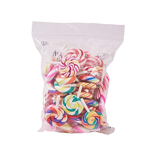 NBEADS 50 Unids Colorido Lollipops Arcilla Colgante Encantos Hechos A Mano de Arcilla de Polímero Lollipop Colgantes para DIY Craft Supply, Color Mezclado, Agujero: 2 Mm