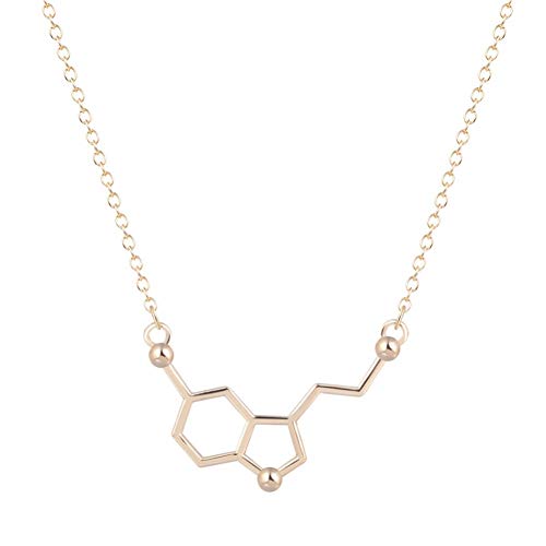 NDIAKOFE Collar Serotonina Molécula Química Polígono Geométrico Colgante Collar Amor Joyas Fiesta de Navidad para Niña