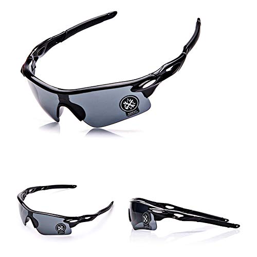 Ndier - Gafas de sol anti UV 400, gafas de sol deportivas cortavientos para hombre y mujer para bicicleta, moto, senderismo, pesca, esquí, correr, etc. Color negro