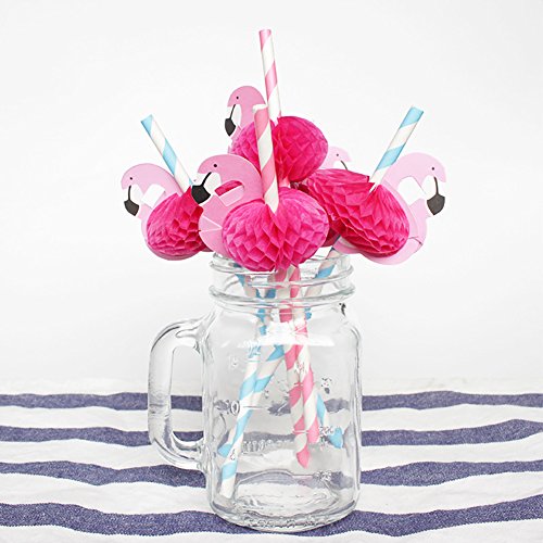 Ndier Pajita Flamingo, Paja de Papel de Beber Flamingo ecológica para decoración de Bebidas 25pcs