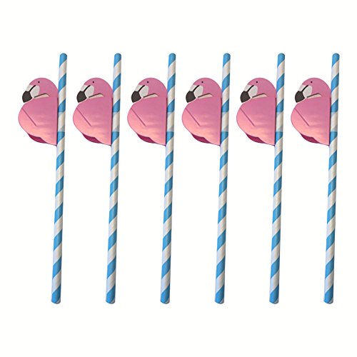 Ndier Pajita Flamingo, Paja de Papel de Beber Flamingo ecológica para decoración de Bebidas 25pcs