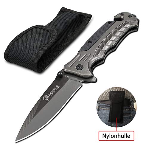 NedFoss Navaja Plegable Cuchillo de Rescate de Supervivencia en el Exterior Cuchillo de Acero Inoxidable Afilado Cuchillo de Bolsillo Cuchillo de Supervivencia con Cortado(FA46)