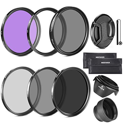 Neewer 10083800 Kit de Accesorios de Filtro de Lente ((UV, CPL, FLD) para CANON EOS Rebel, 58mm