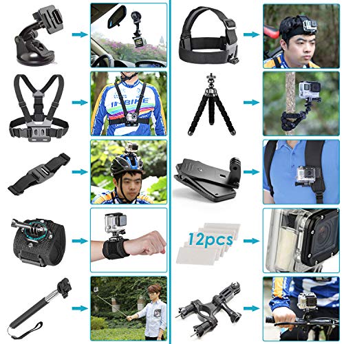 Neewer 50-en-1 Accesorios de Cámara de Acción Kit para GoPro 8 GoPro Hero 7 6 5 4 Hero Session 5 Apeman DJI OSMO Action SJ6000 DBPOWER AKASO VicTsing Rollei Lightdow Campar