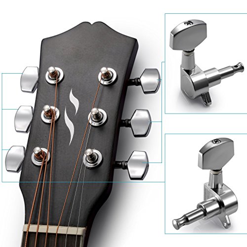 Neewer 6 Piezas Pomos de Cabezales de Guitarra de Guitarra Clavijas de Afinación de Guitarra Sintonizadores de Cabeza de Máquina para Guitarra Eléctrica o Acústica (3 para Izquierda + 3 para Derecha)