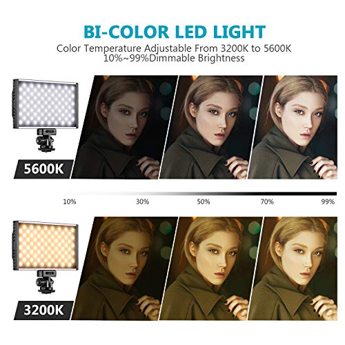 Neewer LED Video Luz Panel Cámara Videocámara Video Iluminación Relleno 160 SMD LED Bi-Color 3200K-5600K Carcasa Aluminio Anodizado Ultradelgado para Todas Cámaras DSLR