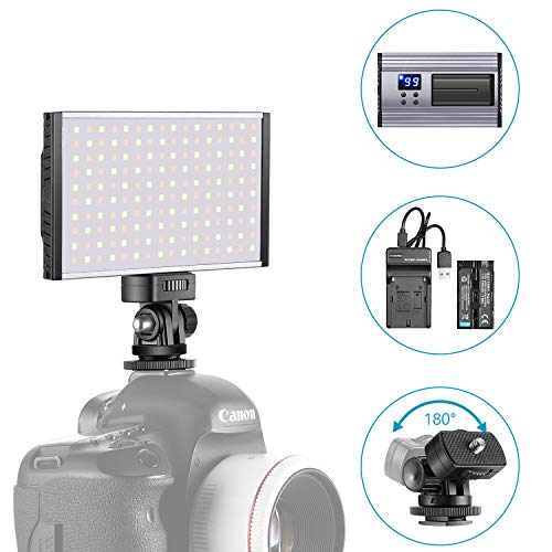 Neewer LED Video Luz Panel Cámara Videocámara Video Iluminación Relleno 160 SMD LED Bi-Color 3200K-5600K Carcasa Aluminio Anodizado Ultradelgado para Todas Cámaras DSLR