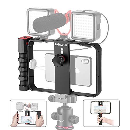 Neewer Plataforma Video Estabilizador Cámara Teléfono Estuche de Filmación Soporte Trípode de Agarre para Videomaker Film-Maker Video-grapher para iPhone 11 11 Pro 11 Pro MAX X XS Huawei Samsung