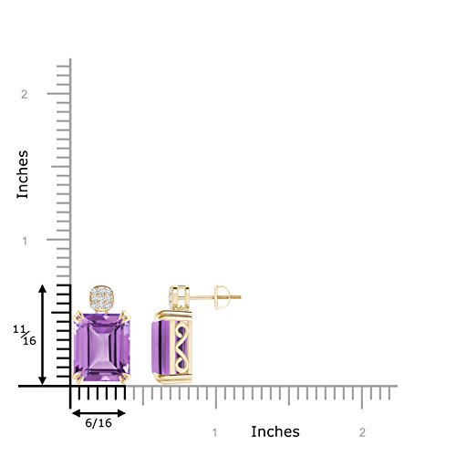 Negro viernes – Tornillo espalda cóctel Esmeralda Corte Amatista pendientes para las mujeres con diamond cluster