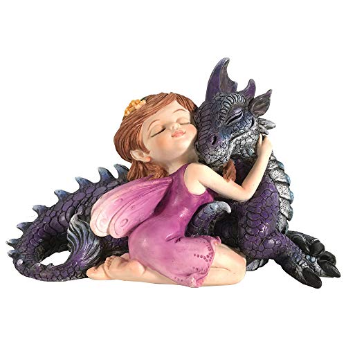 Nemesis Now Companion Cuddle - Figura Decorativa para Abrazo de Hadas y dragón púrpura, poliresina, Talla única