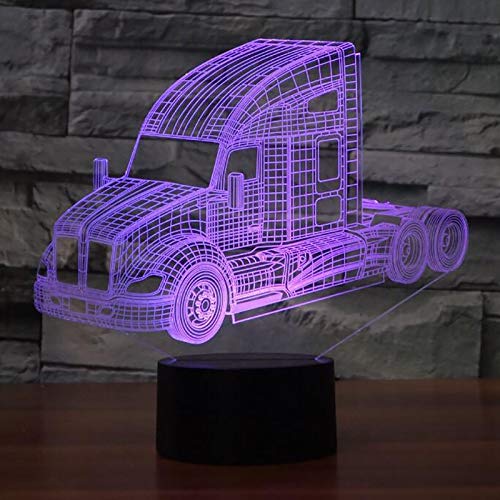 Neon Lights Bar Camión Bus Mezclador Camión contenedor Camión de Bomberos 3D 16 Cambios de Color Luces LED 3D Regalo de cumpleaños Navidad