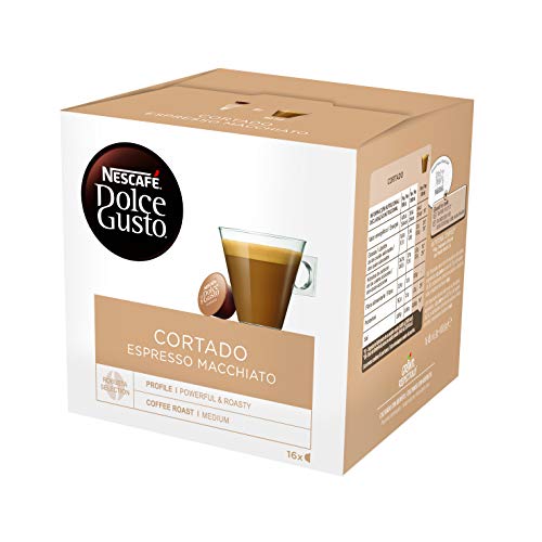 Nescafé Dolce Gusto Café Cortado Espresso Macchiato, Pack de 3 x 16 Cápsulas - Total: 48 Cápsulas de Café