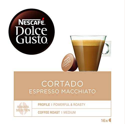 Nescafé Dolce Gusto Café Cortado Espresso Macchiato, Pack de 3 x 16 Cápsulas - Total: 48 Cápsulas de Café