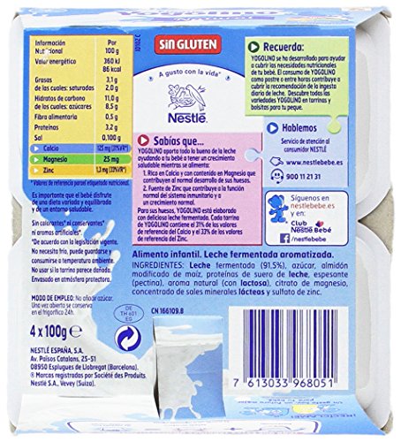 Nestlé iogolino - Natural - A Partir de 6 Meses 4 x 100 g - Pack de 3