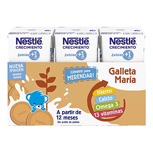 Nestlé Junior Junior Crecimiento 1 + Galleta María A Partir De 1 Año 4530 g - Pack de 24 bricks de 180 ml