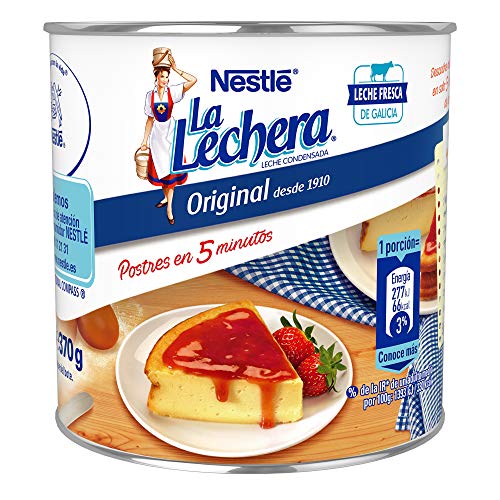 NESTLÉ LA LECHERA - Leche condensada entera - Lata de leche condensada entera abre fácil 370g