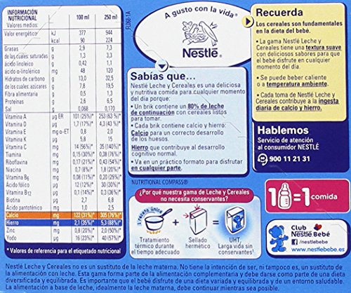 Nestlé - Leche y Cereales con Galleta María - 6 Packs de (2x250 ml)