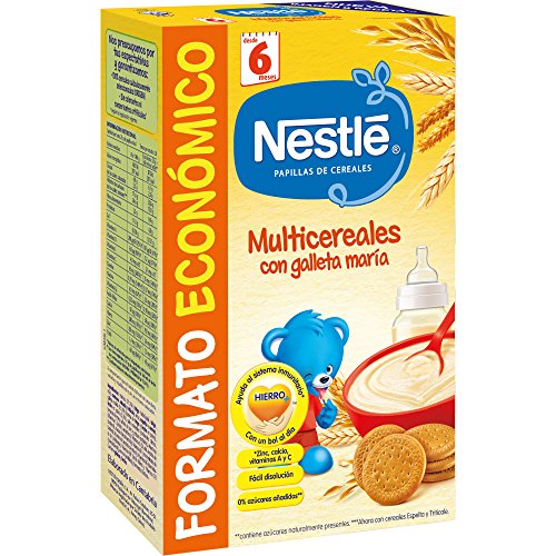 Nestlé - Multicereales con galleta María - Papilla de cereales instantánea de fácil disolución 500 gr - Pack de 3 (Total 1500 grams)