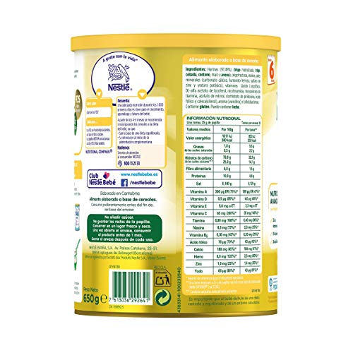 Nestlé Papillas NESTUM Cereales para bebé - 5 Cereales - 3 papillas de 650g -Total 1950g