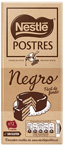 NESTLÉ POSTRES Chocolate negro para fundir - Tableta de chocolate para repostería 250g