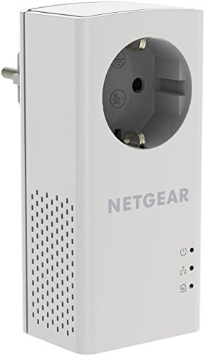 Netgear PLP1200-100PES - Kit de adaptadores Powerline (1200 Mbps, 1 Puerto Ethernet Gigabit, Toma de Enchufe integrada), Blanco