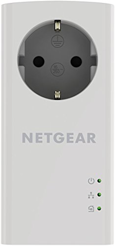 Netgear PLP1200-100PES - Kit de adaptadores Powerline (1200 Mbps, 1 Puerto Ethernet Gigabit, Toma de Enchufe integrada), Blanco