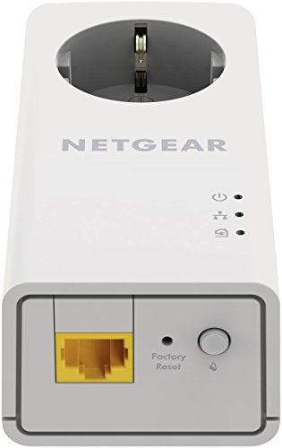 Netgear PLP1200-100PES - Kit de adaptadores Powerline (1200 Mbps, 1 Puerto Ethernet Gigabit, Toma de Enchufe integrada), Blanco