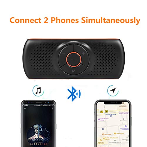 NETVIP Manos Libres Coche Bluetooth 4.2 con Siri y Google Assistant Kit de Coche Altavoz Inalámbrico para Visera Altavoz Inalámbrico Magnético Conexión de 2 teléfonos simultáneamente Apoyo Tarjeta TF