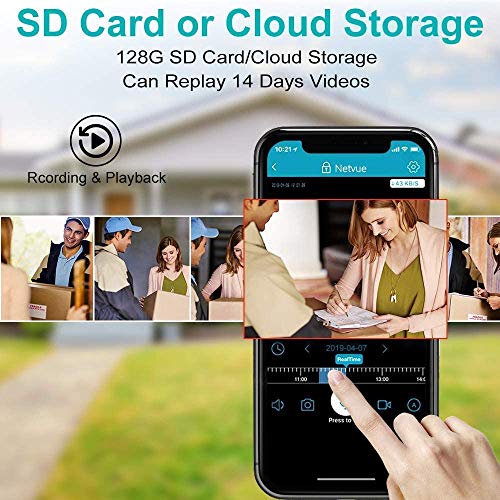 NetVue Camaras de Vigilancia WiFi Exterior 1080P, Compatible con Alexa, Exterior IP66 Resistente al Agua Resistente al Polvo estática con visión Nocturna, vigilancia per LAN & WiFi conexión